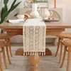 Table Runner Romantic Wedding Table Runners Handmade Tassel Vintage Woven Cotton Linen Table Runner Long for Party Dining Table Decoration 230824