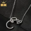 Anhänger-Halsketten DER BLING-KÖNIG Mini-Herz auf kursivem Buchstaben A-Z Namensanhänger Iced Out CZ-Anhänger Charm-Halskette Hiphop-Schmuck für Geschenk 230824