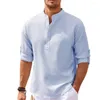 Camicie casual da uomo Camicia a quadri all'ananas Camicia a maniche lunghe da uomo con colletto alla coreana Solido Pullover Primavera/Estate Abbigliamento moda per uomo 5XL