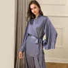 Conjuntos de pijamas de seda macia de luxo das mulheres camisa de manga longa ternos de pijama de cetim conjunto mulher 2 peças terno de casa