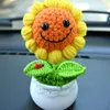 Decorative Flowers Hand-Crochet Artificial Pea/Sunflower/Cannibal Flower Potted Plant Cute Handmade Gift Idea Home Decor/Tabletop Display