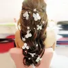 Grampos de cabelo moda feminina menina flor falso pérola bandana videira acessórios de casamento ml
