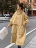 Women's Trench Coats 2023 Spring Autumn Loose Hooded Female Solid Color Jackets Ladies Long Windbreaker Overcoats O462