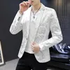 Herrenanzüge Blazer Cashew-Blumen bedruckt Luxus-Blazer Herren Slim Fit Silber Bühnenkostüme für Sänger Modische Herrenjacken Ungewöhnlich 230824