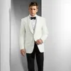 Ternos masculinos marfim noivo smoking homem casamento blazer 2 peça trajes de hombre outfits traje homme trajes terno masculino