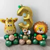 1 set Safari Verjaardagsballonnen Wild One Jungle Dierenfolie Helium Globos voor Babyshower Safari Verjaardagsfeestje Decorbenodigdheden HKD230825 HKD230825