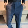 Erkekler 2023 Sonbahar Kış Kış İş Elbise Pantolon Erkek Ekose Ofis Sosyal Takım Kore Moda Slim Fit Düğün Damat Pantolon