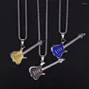 Pendentif Colliers Hommes Femmes Punk 316L Guitare En Acier Inoxydable Hip Hop Rock Slide Chaînes De Musique Collier Pas De Fade Bijoux