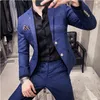 Men's Suits Blazers JacketPants Fashion Pure Color Leisure Gray Blue Black Slim Fit Men Business Banquet Suit Set Plus Size 6XL 7XL 230824