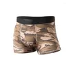 Cuecas boxers masculinas camuflagem calcinha militar homem algodão dos homens boxer shorts roupa interior masculino exército verde protuberância para presente masculino