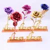 Fleurs décoratives Saint Valentin Cadeau créatif Plaqué 24K Feuille d'or artificielle Rose dure pour toujours Amour Décor de mariage Année des mères