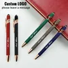 Ballpoint Pens Personalized Carving Metal Rose Gold Accessories Ball Point Pen Business Advertising Gift Customized School Office Supplies 230825