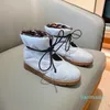 Designer Boots Pillow Cozy Designer Boots Flat Boots Thick Soled Warm Ankle Shoes Printed Presbyopia Duck Down Lace Up Snow Size