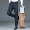 Men's Pants Winter Thicke Fleece Warm Casual 2023 Arrivals Men Slim Fit Elastic Business Suit Brand Clothing