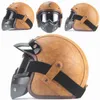 Cascos de motocicleta Casco retro Vintage 3/4 Cruiser Scooter Casco Moto W Gafas desmontables