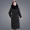 Women's Trench Coats 2023 Winter Down Cotton Jacket With Plush And Thickened Noble Golden Velvet Long Knee Length Foreign Style P50