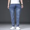 Jeans pour hommes Taille 28-38 Hommes Business Classic Male Stretch Plus Baggy Straight Denim Pantalon Coton Bleu Travail