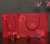 الأسلوب الصيني روز زهور أحمر مزدوج السعادة حقيبة هدية الزفاف مع مقبض الحزمة أكياس الحلوى بالجملة SN4451