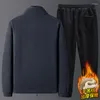 Heren Trainingspakken Jas Broek Met Capuchon 2023 Casual Winter Sets Fleece Dikke Trainingspak Warm Bont Merk Sweatshirt Kasjmier Trainingspakken