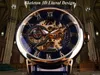 Wristwatches Forsining 3d Design Hollow Engraving Black Gold Case Leather Skeleton Mechanical Watches Men Luxury Brand Heren Horloge 230824