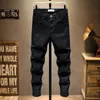 Hommes Jeans Mode À La Mode Hommes De Haute Qualité Noir Rouge Élastique Slim Fit Vintage Style Coréen Casual Designer Denim Pantalon Hombre 230824