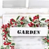 Decorative Flowers Christmas Artificial Holly Leaves Simulation Red Berry Rattan Wall Hanging Soft Wreath For DIY Xmas Party Home Decoration