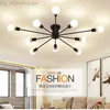 Retro Iron Chandelier Black/White 6/8/10 Sockets Lighting Vintage Spider Chandelier Modern Taklamplig Ljus Fixture Belysning HKD230825