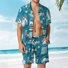 Survêtements pour hommes La vie est meilleure avec des livres Un verre et un ami Costume de plage Casual Graphique 2 pièces Coordonne Vintage Running Eur Siz