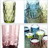 Copos de vinho gravura vidro de água 3 peças copo 240ml 350ml para suco leite beber chá estilo europeu rosa azul verde