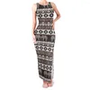 Casual Dresses Vintage Pattern Print Large Size Dress Style Sleeveless Slit Vest Long Skirt Elegant Women Summer Sexy Evening