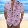 Mäns T -skjortor för män Kort ärm Sleeve Beach Holiday Shirt Mens manschettknapp Stand Collar Layering tee tunika