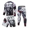 Homens Tracksuits Jiu Jitsu T-shirt Homens Mangas Compridas Camisas Tracksuit Fitness Boxing Jerseys Set BJJ Muay Thai MMA Calças Ginásio Rash Guard Sportsuit 230825