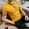 2023 New Summer Solid Turn Down Collar Polo Shirts Men Clothing Simple Breathable Casual Slim Fit Short Sleeve knit HKD230825