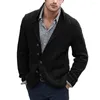 Herrtröjor män Autumn Winter Casual Sweater Coat Lapel långärmad stickad vridningstruktur Single Breasted Stick Cardigan