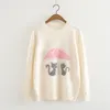 女性用セーター2023カレッジスタイルの秋と冬の服甘いキャンディーカラーかわいい猫パターンセータールーズニット230824
