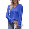 Women's T Shirts Women Fashion T-Shirt Sutumn Winter Long Sleeve Lace Female Casual Solid Color V-Neck Ladies Tops