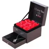 Gift Wrap Nine Rose Box Double Layer Drawer Lipstick Necklace Ring Jewelry Boxes Valentine's Day Christmas Wedding Birthday Packaging