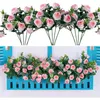 Decorative Flowers 4pcs Artificial Mini Rose Eucalyptus Flower Bouquet Summer Outdoor Greenery Vase Decor For Wedding Party Home Office