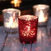 3PCS szklany kubek świecznika galwaniczne romantyczny kolorowy uchwyt (czerwony) HKD230825