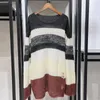 Maglioni da donna di alta qualità 2023 Autunno Inverno Donna Modelli a strisce Maglia a maniche lunghe Casual Nero Rosa Pullover lavorato a maglia