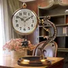 Relógios de mesa sala estar casa desktop nordic retro luxo relógio quartos modernos adornos para el hogar decoração do vintage qf50tc
