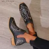 Casual Winter 2022 Große Schuhe Herbst Cowboy Western Anzug Anzug niedriger Absatz- und Knöchel Frauenstiefel T230824 577