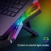 Coolcold Gaming RGB Laptop Cooler 12-17 Inch Led Screen Laptop Cooling Pad Notebook Cooler Stand With Six Fan And 2 USB Ports HKD230825