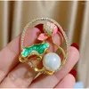 Broches SUYU Lotus Pool Miniature incrusté de zircone cubique imite la perle géométrique broche accessoires pour vêtements