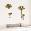 2pcs/set Nordic Luxury Candle Holders Gold Leaf Wall-hung Candlestick Bedroom Living Room Wrought Iron Decoration Shooting Props HKD230825