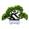 Flores decorativas Plantas artificiales Bienvenido Pino Bonsai Simulación en maceta con macetas para jardines Oficina Decoración de bodas