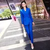 Dwuczęściowe spodnie kobiet Suit Office Blazer Solid Jackets Elegancki płaszcz 2 set 2023 Slim Cestfit z paskiem spodni L210