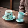 Canecas Kylin Xícara de chá chinesa com ouro Cerâmica Teacup Set Linda Cerimônia de Teaware Vintage Lily Dengs Store 230825