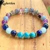 MG1003 Echte Blauwe Apatiet Chakra Armband Regenboog Fluoriet Mala Armband Natuurlijke Aqua Marine Lapis Lazuli Energie Armband247d