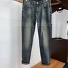 Jeans pour hommes Designer Qualité Hommes Mode Vêtements Design Pantalon Bleu Hommes Slim Denim Droit Biker Trou Hip Hop Pantalon A5F9